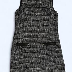 Ann Taylor Tweed Shift Dress Black White Size 2 Office Career Classic